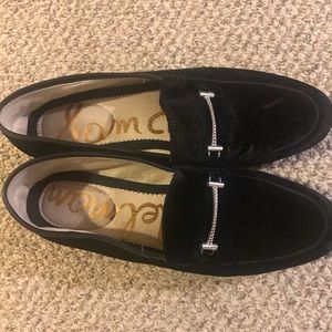 Sam Edelman crushed velvet loafers with silver